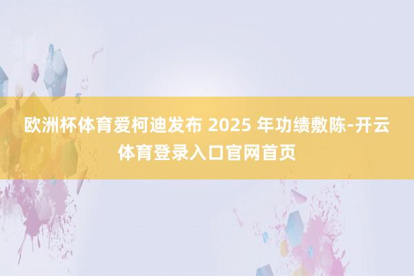 欧洲杯体育爱柯迪发布 2025 年功绩敷陈-开云体育登录入口官网首页