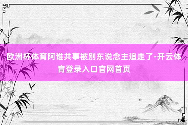 欧洲杯体育阿谁共事被别东说念主追走了-开云体育登录入口官网首页