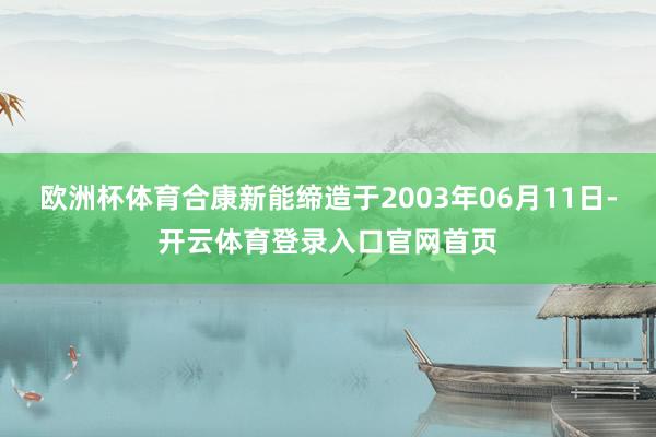 欧洲杯体育合康新能缔造于2003年06月11日-开云体育登录入口官网首页